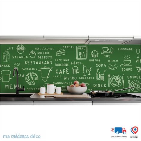 Crédence : Dessin food foncé - Couleur Vert émeraude - Alu composite - 60 - 120 (1/3)