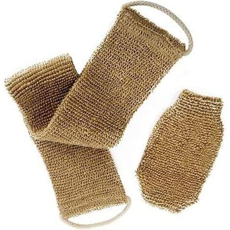 Sangle Lave-Dos - Éponge Exfoliante Dos avec Poignées Réversibles - Gant Exfoliant en Chanvre Naturel - Pour Bain et Douche - 2 Pièces (1/5)