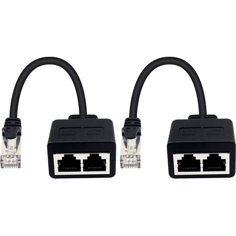 Male to 2 Female RJ45 Adapter for LAN Ethernet Cable Extension (Simultaneous Use) Surf Online Simultaneously (1/5)