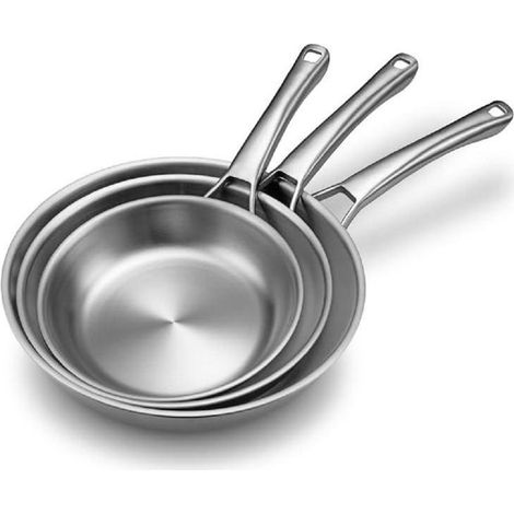 Set de poêles 3 pièces - GUTENT - Tri-Ply - Inox - Tous feux (Induction) - 20/24/28 cm (1/5)