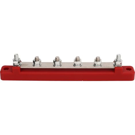 Stromverteilerblock mit M6-Schraube, 6-polige Sammelschiene, DC 12–48 V, 150 A, für Auto, Boot, Rot (1/5)