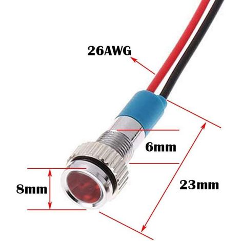 5 Pcs Rouge 12V 6mm Tableau De Bord LED Indicateur D'Avertissement Lampe Témoin Lumineux, Approprié aux voitures, aux fourgons, aux bateaux et à d'autres véhicules universels