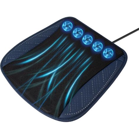 Coussin de refroidissement pour siège de voiture – 42 x 42 cm, sûr basse tension, fonctionnement 5 V économe en énergie, options de couleur noir rouge bleu marine, ajustement universel, vent (1/5)