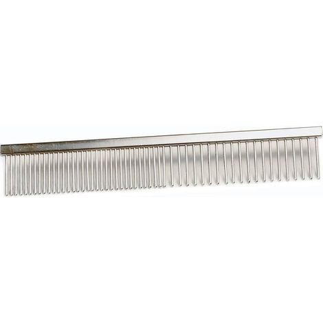 Peigne en métal à double denture avec des dents moyennes et larges cm 17x3 pour chiens et chats