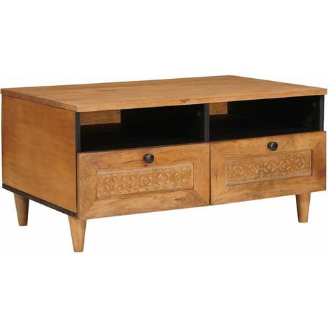 Couchtisch Hellbraun 80 x 54 x 40 cm Massivholz Akazie