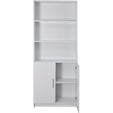 TOPKIT | Bibliothèque classique Berlin 8004 | Bibliothèque de salon | Étagère de rangement avec portes | Blanc (1/5)