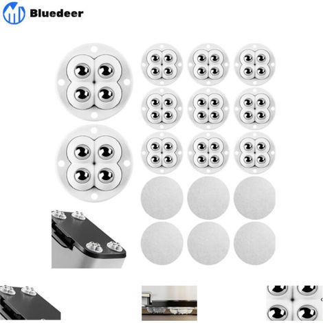 Bluedeer – Lot de 20 mini roulettes pivotantes – Roulettes autocollantes 360° – Capacité 60 lbs – Acier inoxydable 304 pour surfaces lisses
