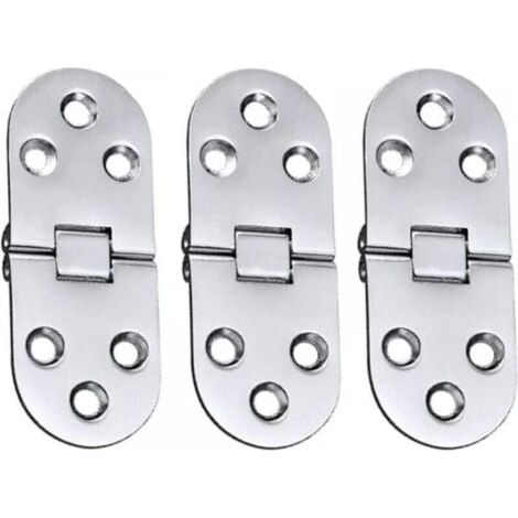 Lot de 3 charnières de table en alliage (argent) en acier inoxydable, charnière rabattable pour porte pliante, pour tiroir, table, bureau, machine à coudre, argent (1/5)
