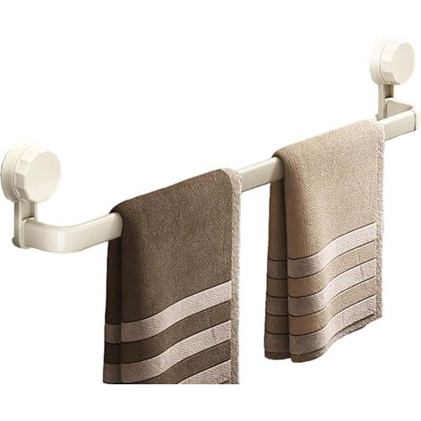 Portasciugamani – Mensola portaoggetti per il bagno – Portasciugamani con ventosa, non richiede foratura – Soluzione per riporre oggetti sulla porta del bagno – Bianco / 1 pezzo (1/5)