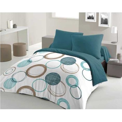 HOME LINGE PASSION Audace duvet set - duvet 220 x 240 cm + 2 pillowcases 63x63 cm - Duck blue (1/3)