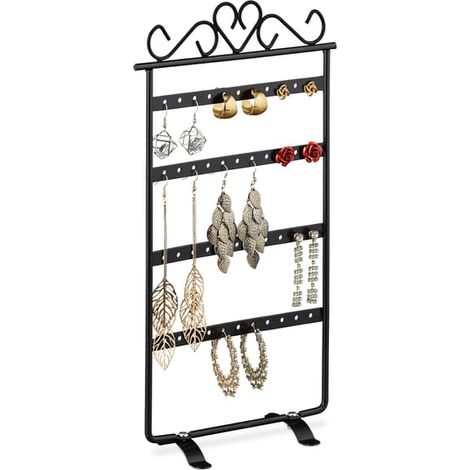 Ohrringhalter, Schmuck-Organizer, Präsentationsständer, Ständer, Eisen, 30,5 x 16,5 x 6,5 cm, Schwarz