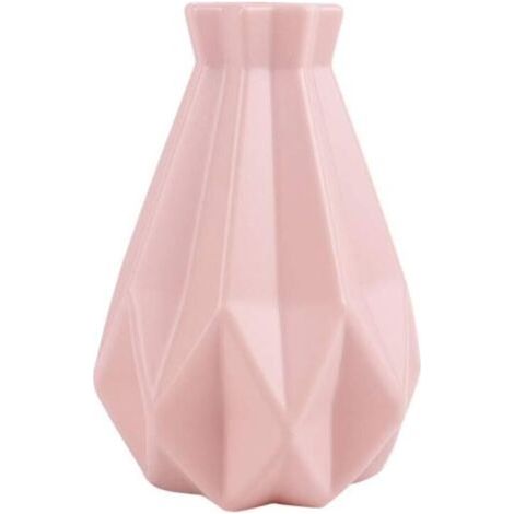 Vase à fleurs géométrique en céramique, vase simple et incassable pour la décoration intérieure (table de salon) - Rose (1/5)