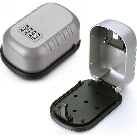 Coffre-fort à clé à combinaison à 4 chiffres - Fixation murale - Boîtier en alliage d'aluminium résistant aux intempéries - Pour intérieur ou extérieur (1/5)