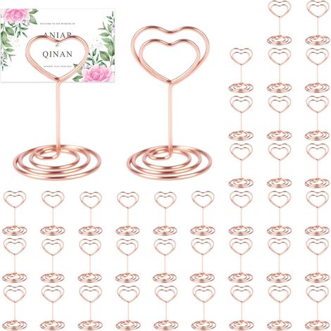 40er-Packung roségoldene Tischkartenhalter, Fotohalter, Kartenständer, Menükartenhalter, Fotohalter mit Klammern, Notizhalter, Tischkartenhalter für Hochzeitsfeiern, Jubiläen, Abschlussfeiern, Partys (1/5)