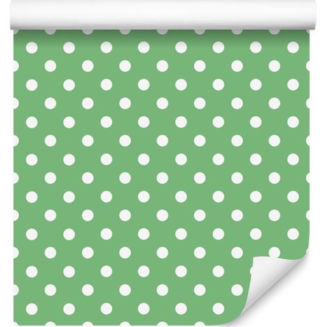 Papier peint à pois verts et menthe, fond vert pour salon et chambre 50x1000 cm (1/5)