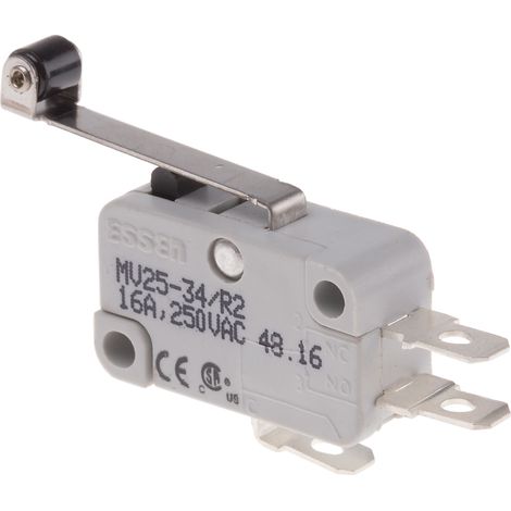 Microrupteur RS PRO Levier long à rouleau, 1 RT, 16 A @ 250 V c.a., Connexion rapide 250V c.a. ( Prix pour 1 )