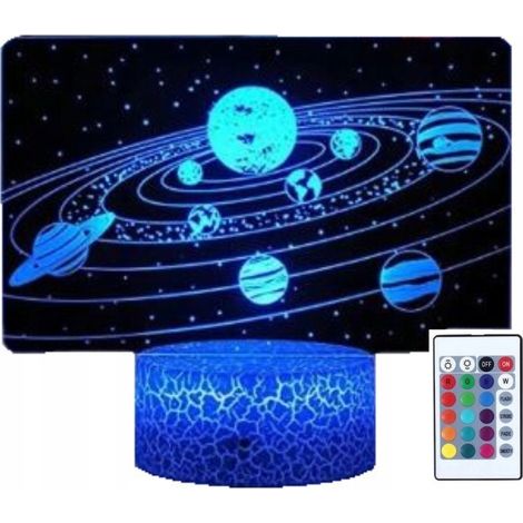 Lampada da scrivania notturna per bambini con galassia, pianeti e spazio 3D, 16 LED e telecomando. (1/5)