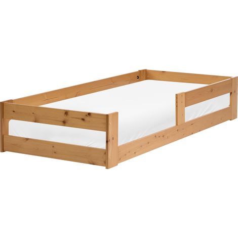 Cama de suelo infantil de madera de pino con somier de láminas marrón 90 x 200 cm Primelles