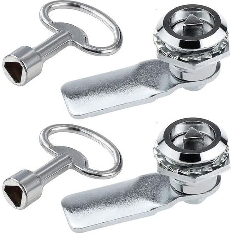 Dreieckige Schlösser für Strom- und Gaszählerkästen mit dreieckigem Schlüssel für Nockenschrank (Silber - 2 Stück) (1/4)