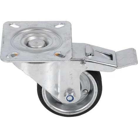 Roulette pivotante avec frein diamètre 80 mm ou 100 mm en caoutchouc noir - LPP 80 mm (1/3)
