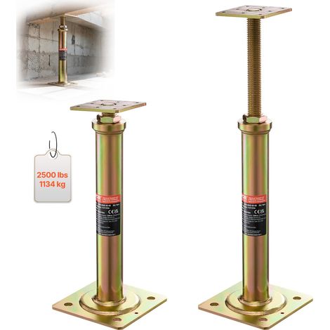 Cric de Sol de Maison, Hauteur 29,46-40,64 cm, Cric de Plancher Sous-sol Réglable pour Nivellement, 4PCS, Capacité Charge 997,9 kg par Unité, Vérin Télescopique Galvanisé pour Support Temporaire (1/5)