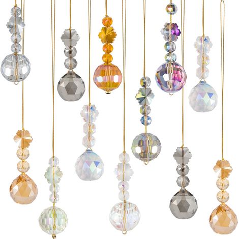 Trintion 12PCS 22mm Christmas Tree Crystal Balls Ornaments Rainbow Prism Glass Balls (1/5)
