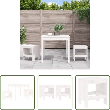 Meubles de jardin - Ensemble de bistrot de jardin 3 pcs blanc bois de pin massif (1/5)