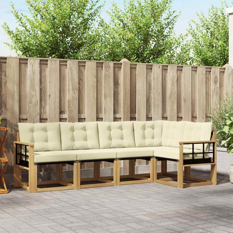 vidaXL Outdoor-Sofagarnitur mit Kissen 5 pcs Weiß und Creme (1/5)