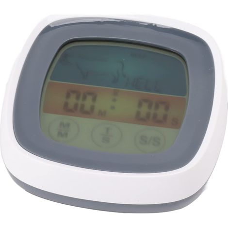 Touchscreen-Lebensmittelthermometer mit programmierbarem Timer, digitales Fleischthermometer aus ABS, umwandelbares Gerät für die Küche (Grau mit weißem Mittelrahmen) (1/5)