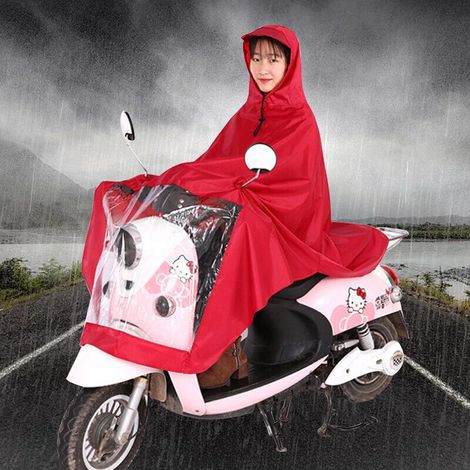 Impermeable universal para vehículos eléctricos, poncho con capucha (rojo) (1/5)