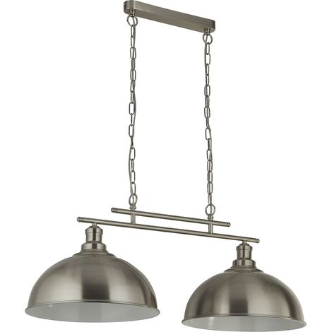 Lampadario Contemporaneo Fusione Acciaio Argento 2 Luci E27 (1/4)
