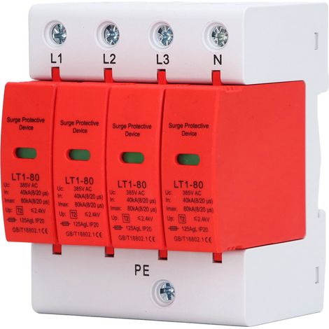 Parafoudre 4P à varistance 385V CA 40-80KA, parasurtenseur de surtension pour système électrique, dispositif de protection de puissance (1/5)
