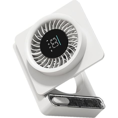 Mini-Tragventilator, 2000 mAh, leise, 5 Geschwindigkeitsstufen, Timer, weißes LED-Display für Büro, Arbeitszimmer, Schlafzimmer (1/5)