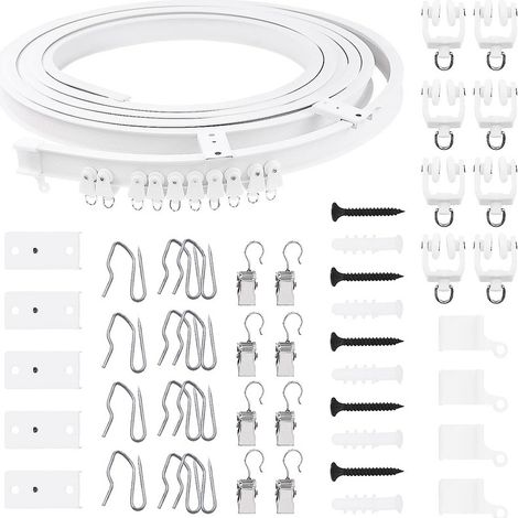 5-meter curved rail, steel clip hook set, PVC track, silent slide rail, flexible U-shaped silent arc guide rail (1/5)