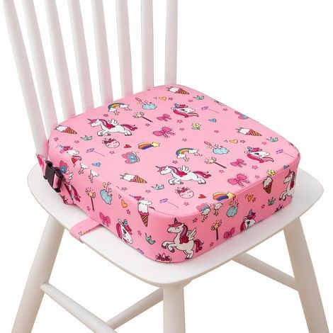 Rehausseur de Chaise Enfant, Réhausseurs Coussin avec 2 Sangles, Boucle de Sécurité, Motif de Dessin Animé Pour Enfant, 32 x 32 x 8 cm (Licorne) (1/5)