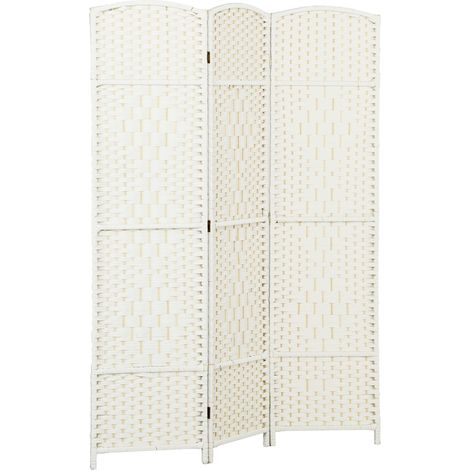 Paravent bois 3 panneaux séparateur pièce pliable salon chambre 135x180 cm blanc (1/5)