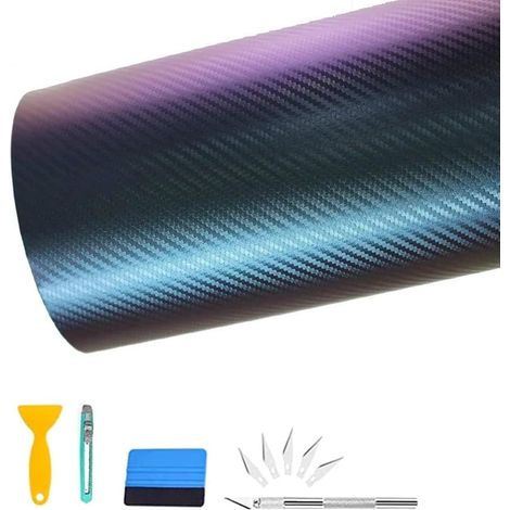 1 Film Couvrant Voiture, Vinyle Fibre De Carbone 3D, Adhésif Sans Bulles, Protection Rayures, Pour Moto Vélo (1/5)