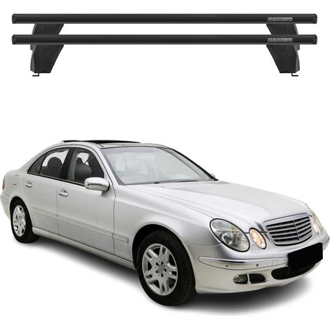 OMAC Barres de toit transversales en aluminium pour Mercedes Classe E W211 2003-2009 – Antivol – Rainure en T – Testées City Crash – Charge Max 75 kg Noir (1/5)