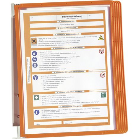 Supporto da parete con 5 lavagne visibili, arancione, con cornice in profilo (1/5)