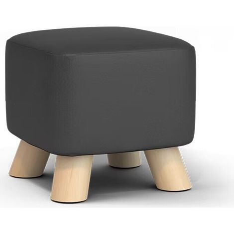Petit Pouf , Repose-Pieds, Ottomane Carré avec Pieds en Bois Stable, Tabouret Bas, Tabouret de Canapé pour Salon, Chambre à Coucher, 28 × 21 CM Blanc (1/4)