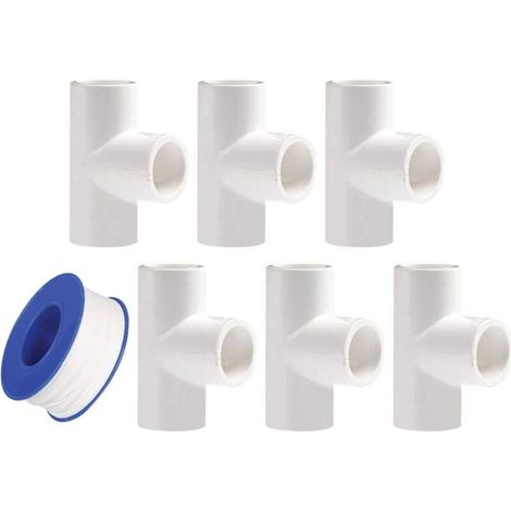 Raccords de tuyauterie sous pression - 6 raccords adaptateurs en T en PVC blanc de 20 mm pour la construction de serres robustes et de meubles. (1/5)