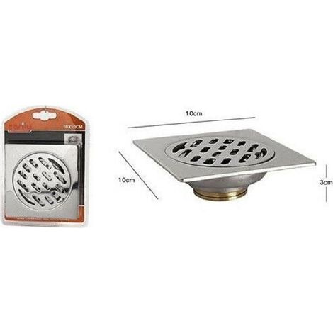 Cleafe - Piletta Per Doccia A Pavimento Sifonata In Ottone 10 X 10 Cm Bagno Tappo -