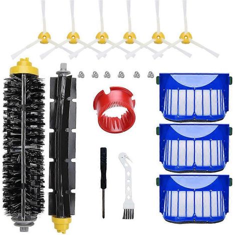 Accessoires de rechange pour aspirateurs robots iRobot Roomba séries 600, 650, 675 et 690 : rouleau principal, brosse latérale, filtre HEPA. (1/5)
