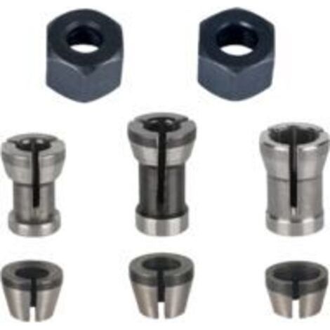 Mandrin de Fraiseuse - Lot de 8, Collet Mandrin Affleureuse (6 mm, 6.35 mm, 8 mm), Pince de Serrage Defonceuse (1/4)
