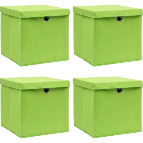 4 pcs Boîtes de rangement avec couvercles, Coffres de rangement Vert 32x32x32cm Tissu LKF41460 (1/5)