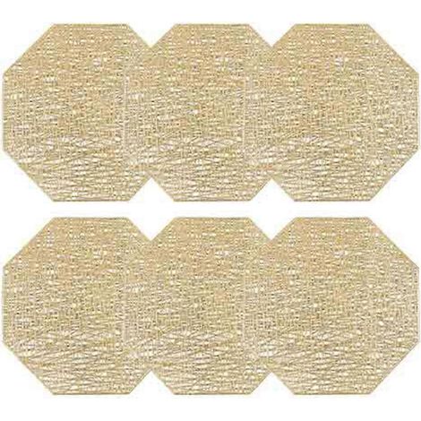 Lot de 6 sets de table octogonaux, ajourés, antidérapants et isolants thermiques, adaptés à la cuisine, à la salle à manger, etc. (1/5)