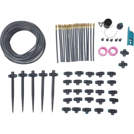 Kit d'irrigation goutte à goutte 25m avec brumisateur, système d'arrosage ajustable en alliage d'aluminium et PE pour jardin, pelouse et serre (1/5)