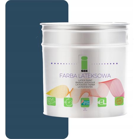 Pintura de látex azul marino para paredes, 2 litros, tienda de fábrica (1/5)