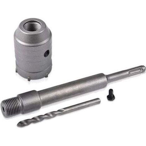 SABIR 45mm SDS Scie Trépan + 200mm Bielle + Foret hélicoïdal + Vis de positionnement,pour Murs en Béton Armé Briques Ouvertures de Climatisation (1/4)