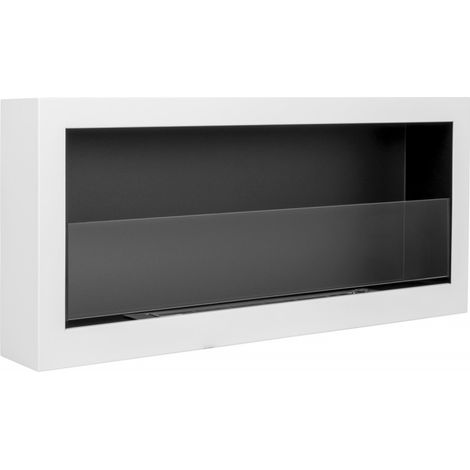 Cheminée éthanol murale S-LINE BOX blanche 90 cm (900 mm), cheminée au bioéthanol (1/5)